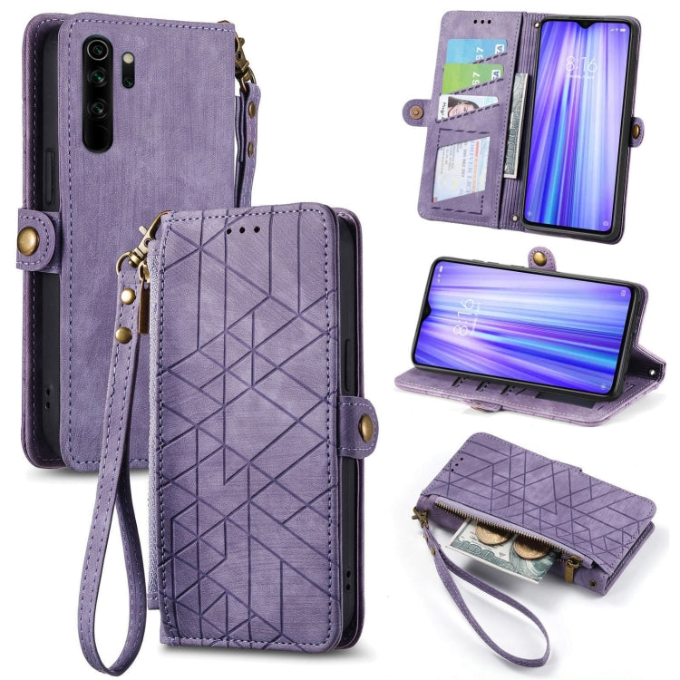 Portafoglio con cerniera geometrica Portafoglio in pelle con fibbia laterale, For Xiaomi Redmi K30, For Xiaomi Redmi Note 8T, For Xiaomi Redmi Note 8, For Xiaomi Redmi Note 8 Pro