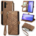 Portafoglio con cerniera geometrica Portafoglio in pelle con fibbia laterale, For Xiaomi Redmi K30, For Xiaomi Redmi Note 8T, For Xiaomi Redmi Note 8, For Xiaomi Redmi Note 8 Pro
