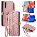 Portafoglio con cerniera geometrica Portafoglio in pelle con fibbia laterale, For Xiaomi Redmi K30, For Xiaomi Redmi Note 8T, For Xiaomi Redmi Note 8, For Xiaomi Redmi Note 8 Pro