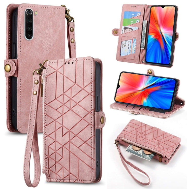 Portafoglio con cerniera geometrica Portafoglio in pelle con fibbia laterale, For Xiaomi Redmi K30, For Xiaomi Redmi Note 8T, For Xiaomi Redmi Note 8, For Xiaomi Redmi Note 8 Pro