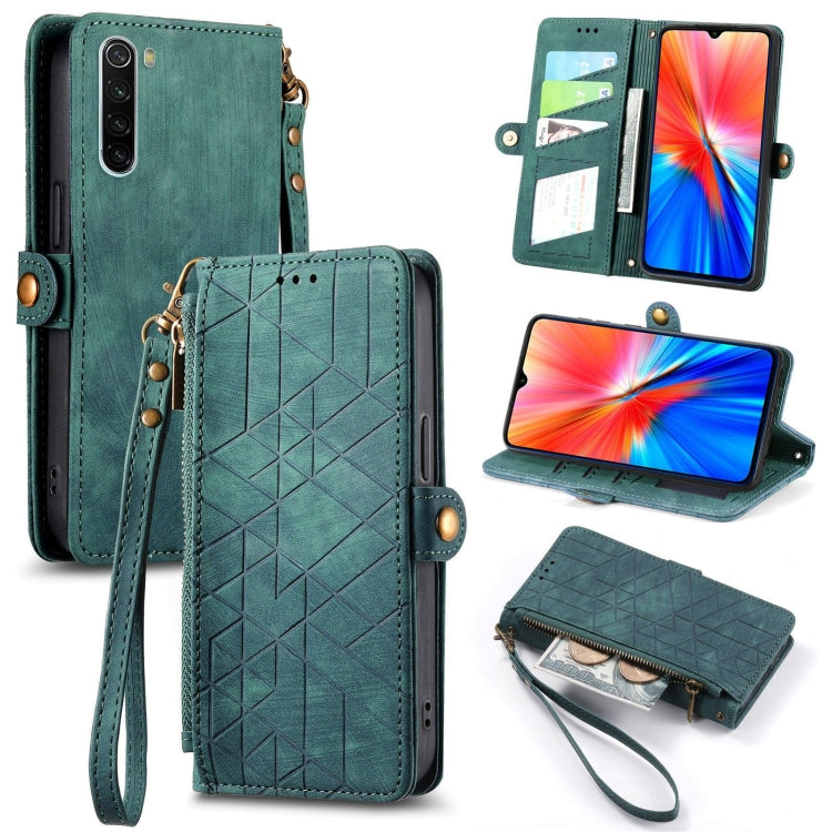 Portafoglio con cerniera geometrica Portafoglio in pelle con fibbia laterale, For Xiaomi Redmi K30, For Xiaomi Redmi Note 8T, For Xiaomi Redmi Note 8, For Xiaomi Redmi Note 8 Pro