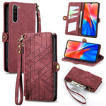 Portafoglio con cerniera geometrica Portafoglio in pelle con fibbia laterale, For Xiaomi Redmi K30, For Xiaomi Redmi Note 8T, For Xiaomi Redmi Note 8, For Xiaomi Redmi Note 8 Pro
