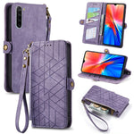 Portafoglio con cerniera geometrica Portafoglio in pelle con fibbia laterale, For Xiaomi Redmi K30, For Xiaomi Redmi Note 8T, For Xiaomi Redmi Note 8, For Xiaomi Redmi Note 8 Pro