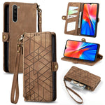 Portafoglio con cerniera geometrica Portafoglio in pelle con fibbia laterale, For Xiaomi Redmi K30, For Xiaomi Redmi Note 8T, For Xiaomi Redmi Note 8, For Xiaomi Redmi Note 8 Pro