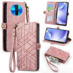 Portafoglio con cerniera geometrica Portafoglio in pelle con fibbia laterale, For Xiaomi Redmi K30, For Xiaomi Redmi Note 8T, For Xiaomi Redmi Note 8, For Xiaomi Redmi Note 8 Pro