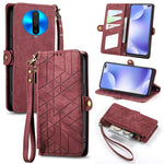 Portafoglio con cerniera geometrica Portafoglio in pelle con fibbia laterale, For Xiaomi Redmi K30, For Xiaomi Redmi Note 8T, For Xiaomi Redmi Note 8, For Xiaomi Redmi Note 8 Pro