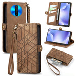 Portafoglio con cerniera geometrica Portafoglio in pelle con fibbia laterale, For Xiaomi Redmi K30, For Xiaomi Redmi Note 8T, For Xiaomi Redmi Note 8, For Xiaomi Redmi Note 8 Pro