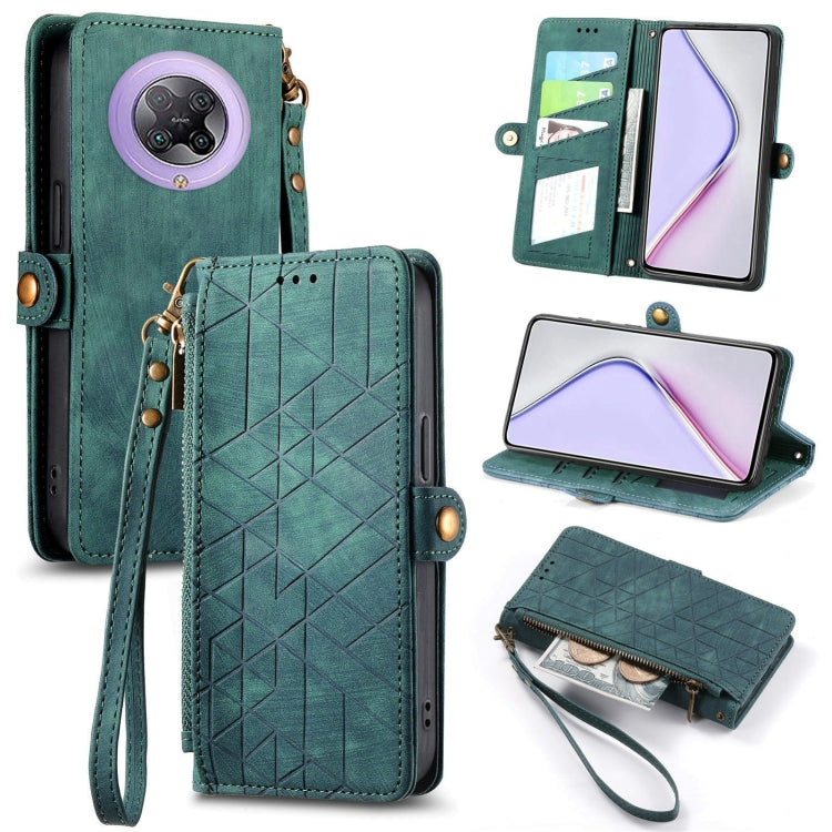 Portafoglio con cerniera geometrica Portafoglio in pelle con fibbia laterale, For Xiaomi Redmi 9C, For Xiaomi Redmi Note 9, For Xiaomi Redmi K30 Pro, For Xiaomi Redmi Note 9S