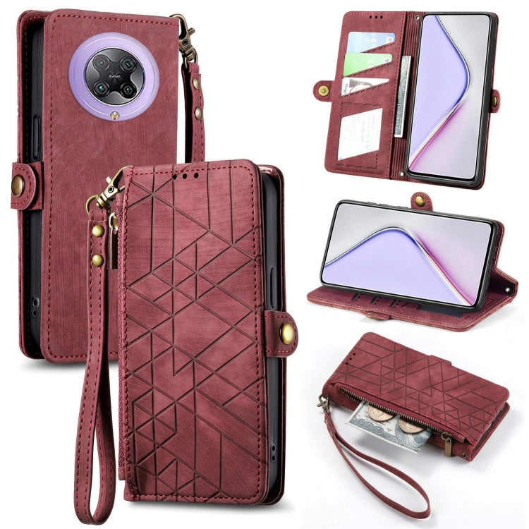 Portafoglio con cerniera geometrica Portafoglio in pelle con fibbia laterale, For Xiaomi Redmi 9C, For Xiaomi Redmi Note 9, For Xiaomi Redmi K30 Pro, For Xiaomi Redmi Note 9S