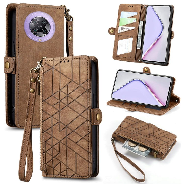 Portafoglio con cerniera geometrica Portafoglio in pelle con fibbia laterale, For Xiaomi Redmi 9C, For Xiaomi Redmi Note 9, For Xiaomi Redmi K30 Pro, For Xiaomi Redmi Note 9S