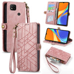 Portafoglio con cerniera geometrica Portafoglio in pelle con fibbia laterale, For Xiaomi Redmi 9C, For Xiaomi Redmi Note 9, For Xiaomi Redmi K30 Pro, For Xiaomi Redmi Note 9S