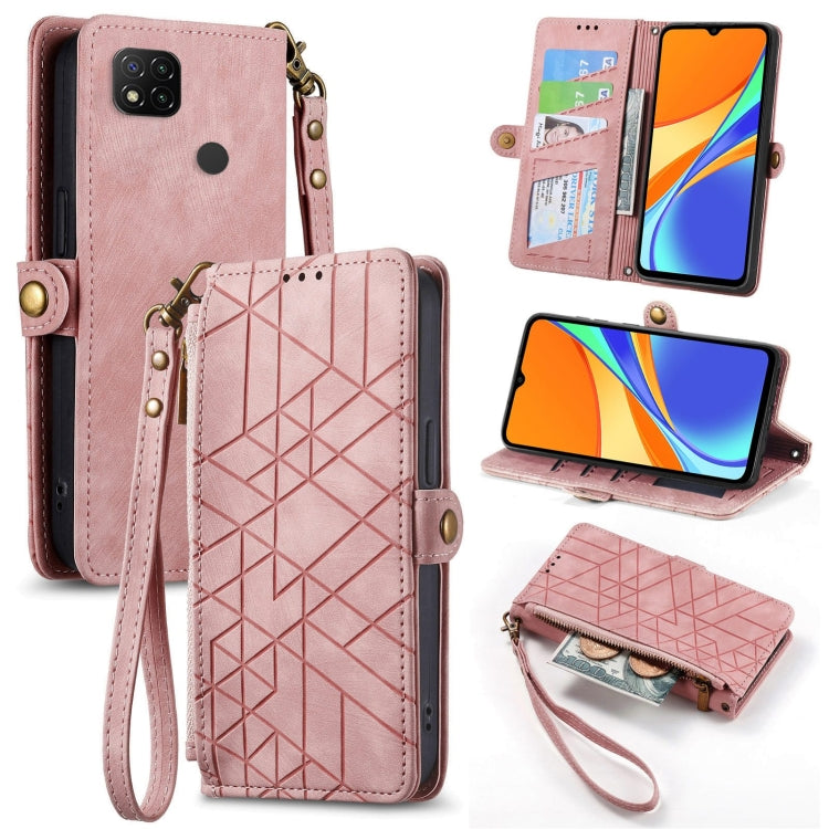 Portafoglio con cerniera geometrica Portafoglio in pelle con fibbia laterale, For Xiaomi Redmi 9C, For Xiaomi Redmi Note 9, For Xiaomi Redmi K30 Pro, For Xiaomi Redmi Note 9S