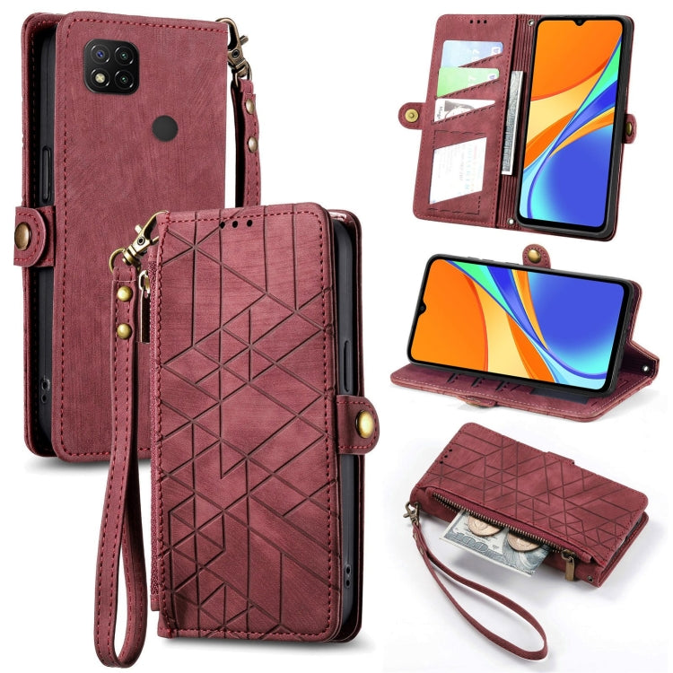 Portafoglio con cerniera geometrica Portafoglio in pelle con fibbia laterale, For Xiaomi Redmi 9C, For Xiaomi Redmi Note 9, For Xiaomi Redmi K30 Pro, For Xiaomi Redmi Note 9S