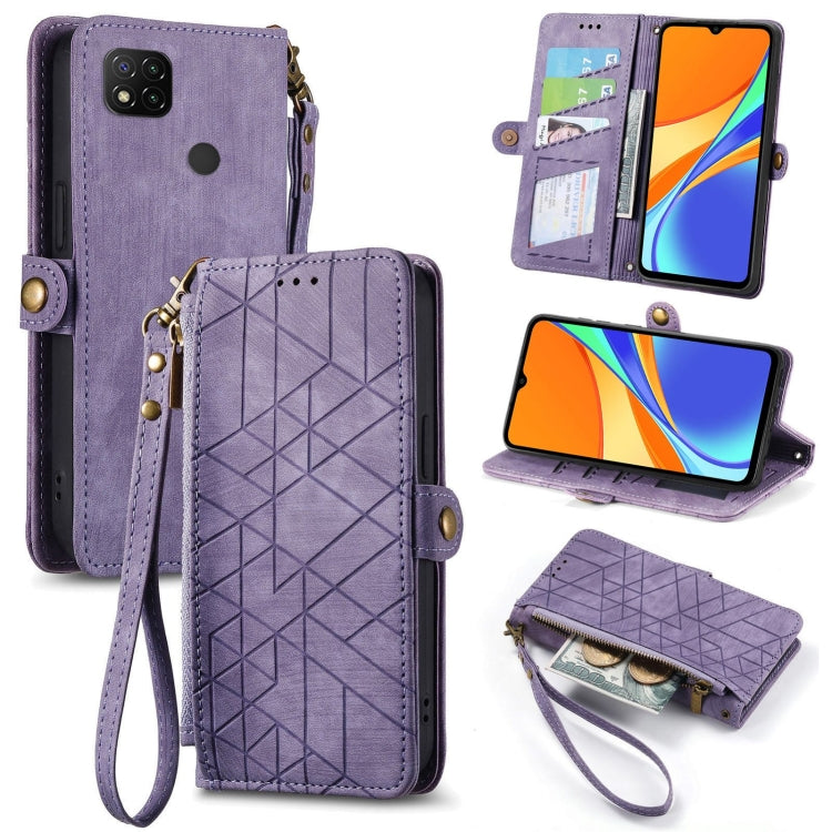 Portafoglio con cerniera geometrica Portafoglio in pelle con fibbia laterale, For Xiaomi Redmi 9C, For Xiaomi Redmi Note 9, For Xiaomi Redmi K30 Pro, For Xiaomi Redmi Note 9S