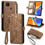 Portafoglio con cerniera geometrica Portafoglio in pelle con fibbia laterale, For Xiaomi Redmi 9C, For Xiaomi Redmi Note 9, For Xiaomi Redmi K30 Pro, For Xiaomi Redmi Note 9S