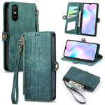 Portafoglio con cerniera geometrica Portafoglio in pelle con fibbia laterale, For Xiaomi Redmi K40, For Xiaomi Redmi Note 9 4G, For Xiaomi Redmi 9A, For Xiaomi Redmi 9