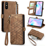 Portafoglio con cerniera geometrica Portafoglio in pelle con fibbia laterale, For Xiaomi Redmi K40, For Xiaomi Redmi Note 9 4G, For Xiaomi Redmi 9A, For Xiaomi Redmi 9