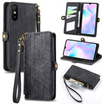 Portafoglio con cerniera geometrica Portafoglio in pelle con fibbia laterale, For Xiaomi Redmi K40, For Xiaomi Redmi Note 9 4G, For Xiaomi Redmi 9A, For Xiaomi Redmi 9