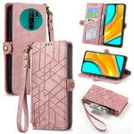 Portafoglio con cerniera geometrica Portafoglio in pelle con fibbia laterale, For Xiaomi Redmi K40, For Xiaomi Redmi Note 9 4G, For Xiaomi Redmi 9A, For Xiaomi Redmi 9