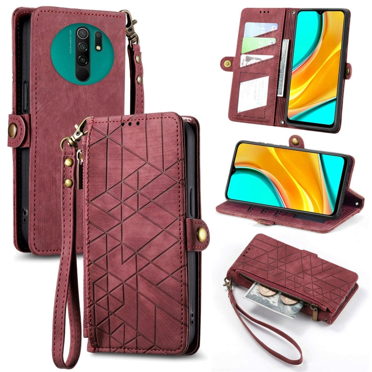 Portafoglio con cerniera geometrica Portafoglio in pelle con fibbia laterale, For Xiaomi Redmi K40, For Xiaomi Redmi Note 9 4G, For Xiaomi Redmi 9A, For Xiaomi Redmi 9