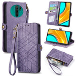Portafoglio con cerniera geometrica Portafoglio in pelle con fibbia laterale, For Xiaomi Redmi K40, For Xiaomi Redmi Note 9 4G, For Xiaomi Redmi 9A, For Xiaomi Redmi 9