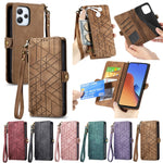 Portafoglio con cerniera geometrica Portafoglio in pelle con fibbia laterale, For Xiaomi Redmi 12, For Xiaomi Redmi Note 12S, For Xiaomi Redmi Note 12 4G, For Redmi Note 12 Turbo