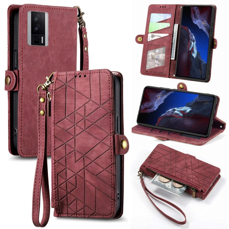 Portafoglio con cerniera geometrica Portafoglio in pelle con fibbia laterale, For Xiaomi F5 5G, For Xiaomi F5 Pro 5G, For Xiaomi 13 Ultra, For Xiaomi Poco X5 Pro