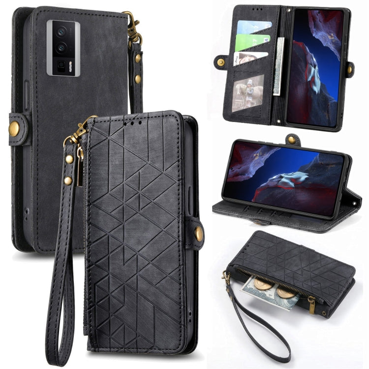 Portafoglio con cerniera geometrica Portafoglio in pelle con fibbia laterale, For Xiaomi F5 5G, For Xiaomi F5 Pro 5G, For Xiaomi 13 Ultra, For Xiaomi Poco X5 Pro