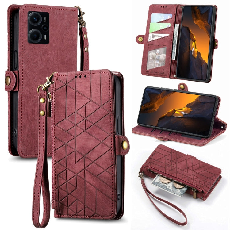 Portafoglio con cerniera geometrica Portafoglio in pelle con fibbia laterale, For Xiaomi F5 5G, For Xiaomi F5 Pro 5G, For Xiaomi 13 Ultra, For Xiaomi Poco X5 Pro