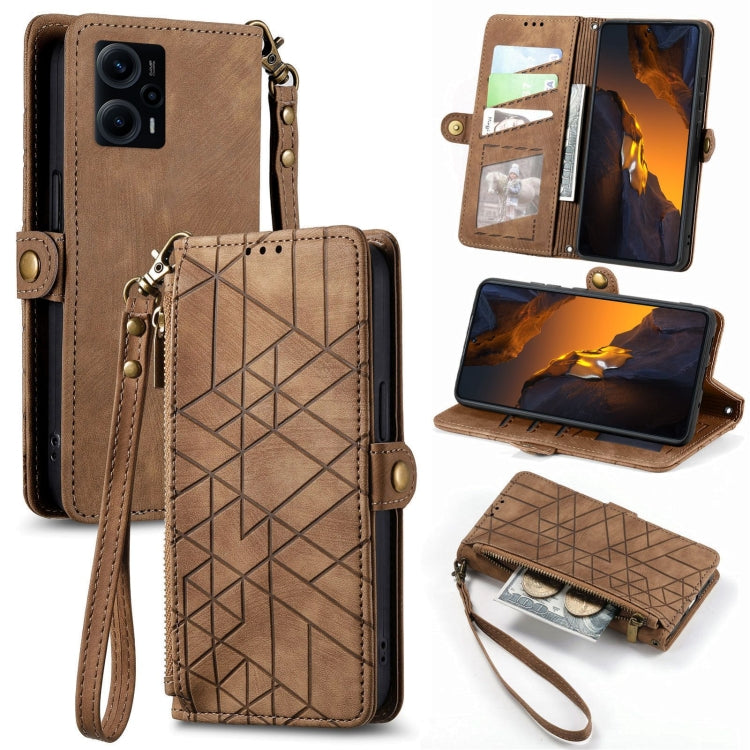 Portafoglio con cerniera geometrica Portafoglio in pelle con fibbia laterale, For Xiaomi F5 5G, For Xiaomi F5 Pro 5G, For Xiaomi 13 Ultra, For Xiaomi Poco X5 Pro