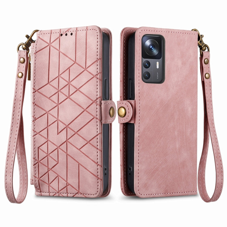 Portafoglio con cerniera geometrica Portafoglio in pelle con fibbia laterale, For Xiaomi Poco X5, For Xiaomi 13 Lite, For Xiaomi 13 Pro, For Xiaomi 13