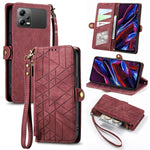 Portafoglio con cerniera geometrica Portafoglio in pelle con fibbia laterale, For Xiaomi Poco X5, For Xiaomi 13 Lite, For Xiaomi 13 Pro, For Xiaomi 13