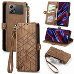 Portafoglio con cerniera geometrica Portafoglio in pelle con fibbia laterale, For Xiaomi Poco X5, For Xiaomi 13 Lite, For Xiaomi 13 Pro, For Xiaomi 13