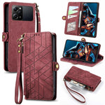 Portafoglio con cerniera geometrica Portafoglio in pelle con fibbia laterale, For Xiaomi F5 5G, For Xiaomi F5 Pro 5G, For Xiaomi 13 Ultra, For Xiaomi Poco X5 Pro