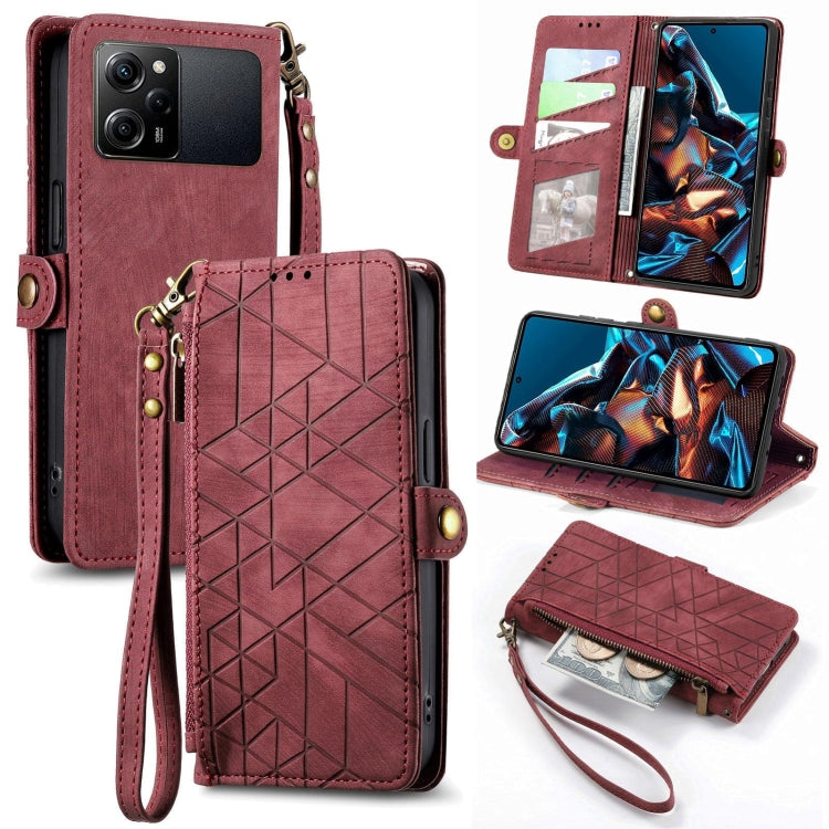 Portafoglio con cerniera geometrica Portafoglio in pelle con fibbia laterale, For Xiaomi F5 5G, For Xiaomi F5 Pro 5G, For Xiaomi 13 Ultra, For Xiaomi Poco X5 Pro