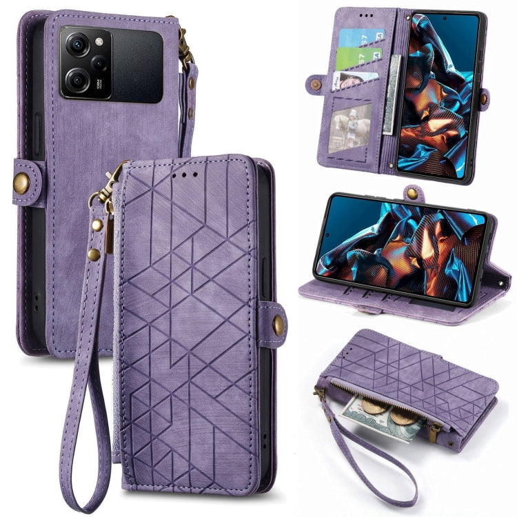 Portafoglio con cerniera geometrica Portafoglio in pelle con fibbia laterale, For Xiaomi F5 5G, For Xiaomi F5 Pro 5G, For Xiaomi 13 Ultra, For Xiaomi Poco X5 Pro