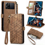 Portafoglio con cerniera geometrica Portafoglio in pelle con fibbia laterale, For Xiaomi F5 5G, For Xiaomi F5 Pro 5G, For Xiaomi 13 Ultra, For Xiaomi Poco X5 Pro