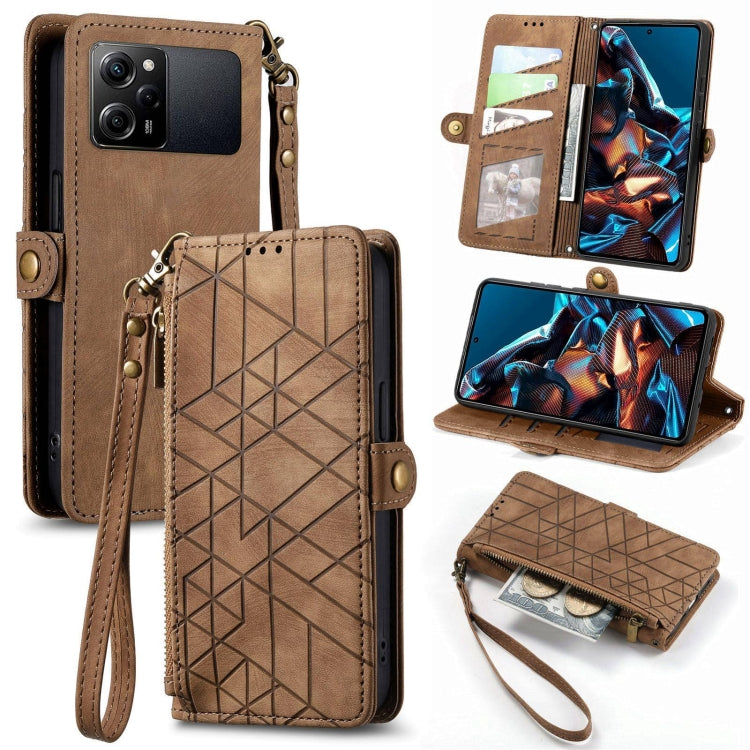 Portafoglio con cerniera geometrica Portafoglio in pelle con fibbia laterale, For Xiaomi F5 5G, For Xiaomi F5 Pro 5G, For Xiaomi 13 Ultra, For Xiaomi Poco X5 Pro