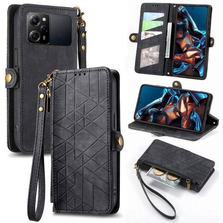 Portafoglio con cerniera geometrica Portafoglio in pelle con fibbia laterale, For Xiaomi F5 5G, For Xiaomi F5 Pro 5G, For Xiaomi 13 Ultra, For Xiaomi Poco X5 Pro