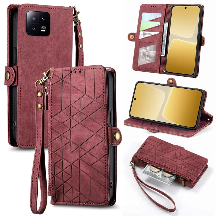 Portafoglio con cerniera geometrica Portafoglio in pelle con fibbia laterale, For Xiaomi Poco X5, For Xiaomi 13 Lite, For Xiaomi 13 Pro, For Xiaomi 13