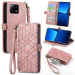 Portafoglio con cerniera geometrica Portafoglio in pelle con fibbia laterale, For Xiaomi Poco X5, For Xiaomi 13 Lite, For Xiaomi 13 Pro, For Xiaomi 13