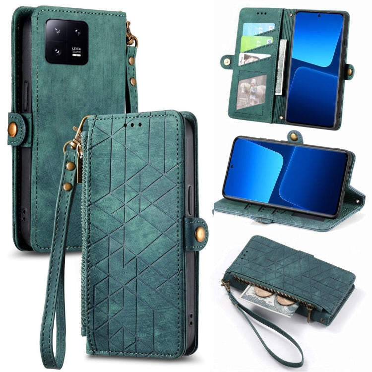 Portafoglio con cerniera geometrica Portafoglio in pelle con fibbia laterale, For Xiaomi Poco X5, For Xiaomi 13 Lite, For Xiaomi 13 Pro, For Xiaomi 13