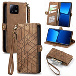 Portafoglio con cerniera geometrica Portafoglio in pelle con fibbia laterale, For Xiaomi Poco X5, For Xiaomi 13 Lite, For Xiaomi 13 Pro, For Xiaomi 13