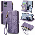 Portafoglio con cerniera geometrica Portafoglio in pelle con fibbia laterale, For Xiaomi 11 Ultra, For Xiaomi 11, For Xiaomi Poco X3 NFC, For Xiaomi 12T / 12T Pro