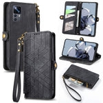 Portafoglio con cerniera geometrica Portafoglio in pelle con fibbia laterale, For Xiaomi 11 Ultra, For Xiaomi 11, For Xiaomi Poco X3 NFC, For Xiaomi 12T / 12T Pro