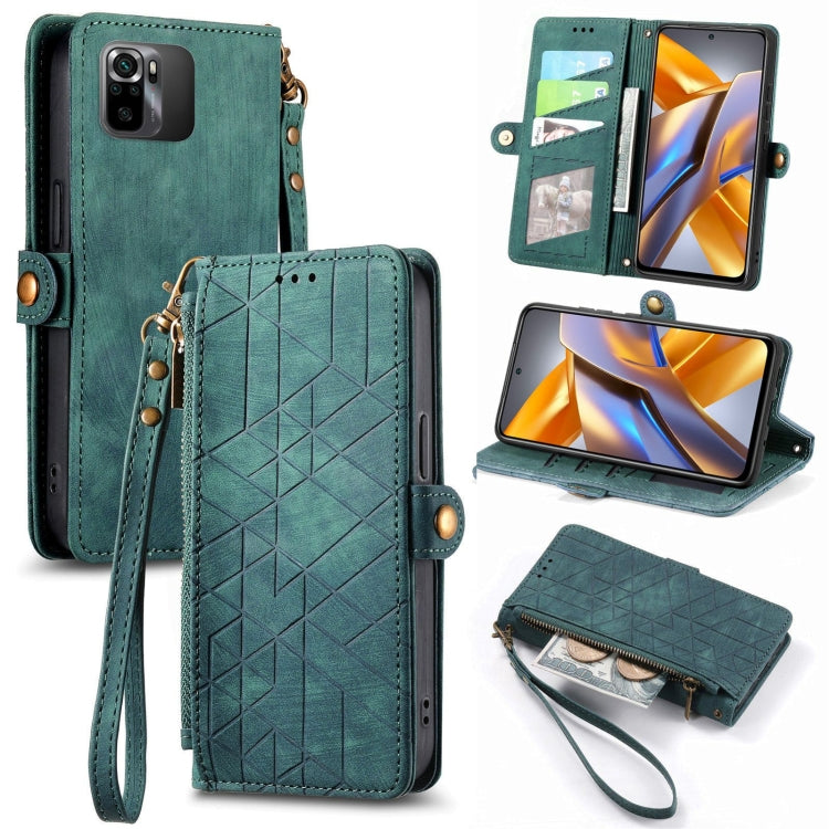 Portafoglio con cerniera geometrica Portafoglio in pelle con fibbia laterale, For Xiaomi Civi 2, For Xiaomi Poco M5 4G, For Xiaomi Poco M5s 4G, For Xiaomi 12S Ultra
