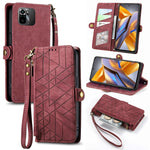 Portafoglio con cerniera geometrica Portafoglio in pelle con fibbia laterale, For Xiaomi Civi 2, For Xiaomi Poco M5 4G, For Xiaomi Poco M5s 4G, For Xiaomi 12S Ultra