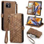 Portafoglio con cerniera geometrica Portafoglio in pelle con fibbia laterale, For Xiaomi Civi 2, For Xiaomi Poco M5 4G, For Xiaomi Poco M5s 4G, For Xiaomi 12S Ultra