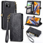 Portafoglio con cerniera geometrica Portafoglio in pelle con fibbia laterale, For Xiaomi Civi 2, For Xiaomi Poco M5 4G, For Xiaomi Poco M5s 4G, For Xiaomi 12S Ultra