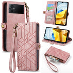 Portafoglio con cerniera geometrica Portafoglio in pelle con fibbia laterale, For Xiaomi Civi 2, For Xiaomi Poco M5 4G, For Xiaomi Poco M5s 4G, For Xiaomi 12S Ultra